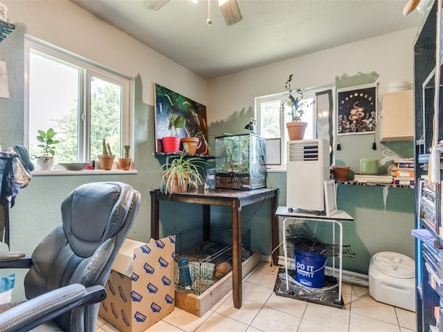 5305 S Drexel Ave, Oklahoma City, OK 73119 - home office featuring tile patterned flooring and ceiling fan