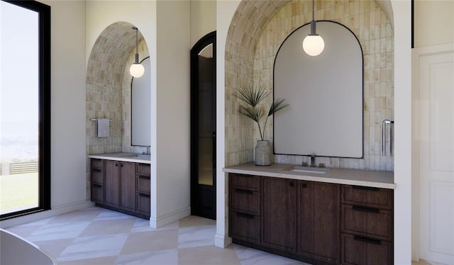 10808 NW 25th St, Yukon, OK 73099 - bathroom with two vanities and tasteful backsplash