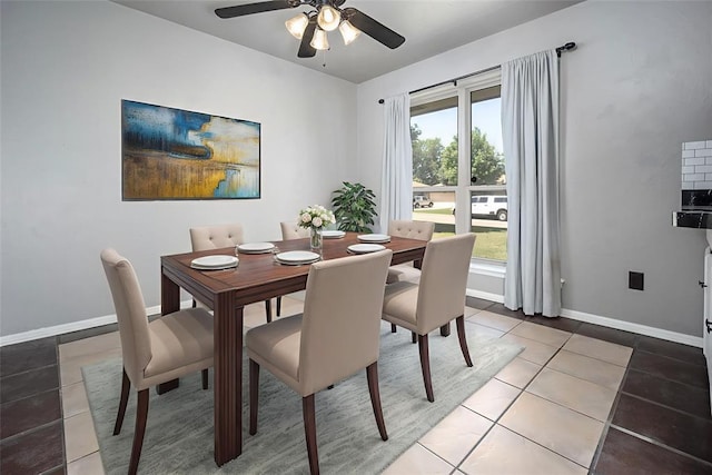 12612 Bannockburn Pl, Oklahoma City, OK 73142 - dining room featuring a ceiling fan and light tile patterned floors