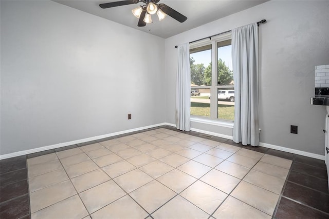 12612 Bannockburn Pl, Oklahoma City, OK 73142 - tiled empty room featuring ceiling fan and baseboards