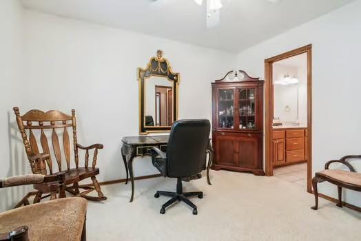 11416 Leslie Beachler Ln, Midwest City, OK 73130 - office space with light carpet and a ceiling fan