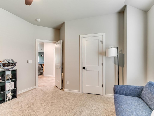 15109 Caspian Ln, Edmond, OK 73013 - sitting room featuring light carpet and a ceiling fan