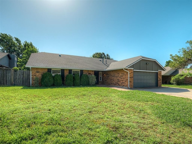 1008 S Neptune Rd, Edmond, OK 73003 - ranch-style house with an attached garage, brick siding, concrete driveway, and a shingled roof