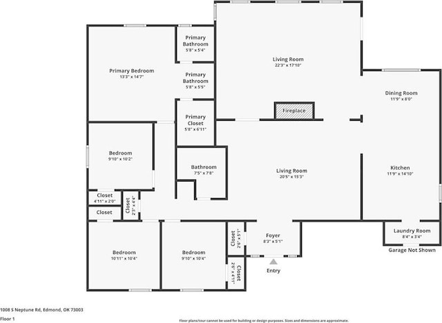 1008 S Neptune Rd, Edmond, OK 73003 - view of floor plan / room layout