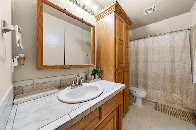 125 NW 147th St, Edmond, OK 73013 - bathroom with vanity, tile patterned flooring, and a shower with curtain