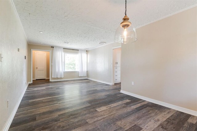 2204 Churchill Pl, Oklahoma City, OK 73120 - empty room featuring dark wood-style floors, crown molding, and a textured ceiling