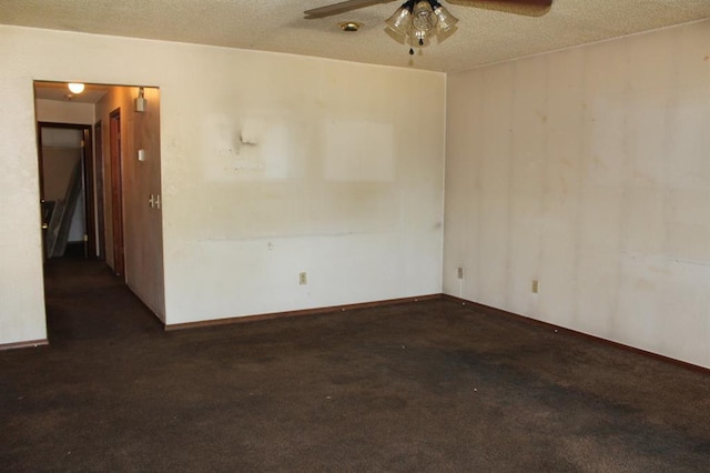 3916 SE 46th St, Oklahoma City, OK 73135 - empty room featuring a ceiling fan, carpet flooring, and a textured ceiling