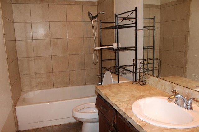 3916 SE 46th St, Oklahoma City, OK 73135 - full bath with vanity, shower / bathtub combination, and tile patterned floors
