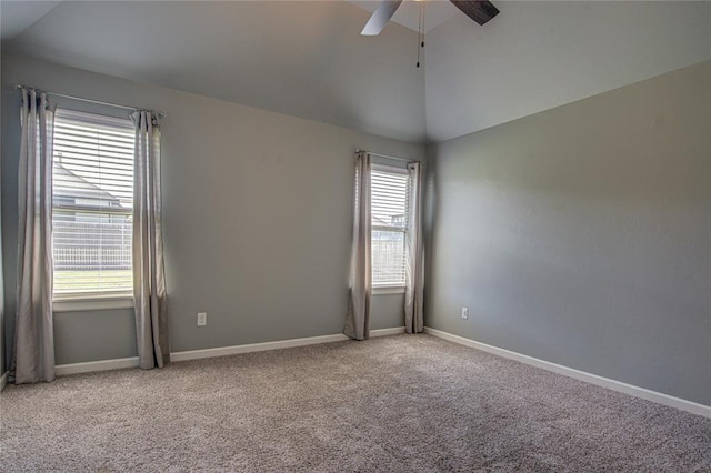 3800 Palmetto Trl, Oklahoma City, OK 73179 - carpeted empty room featuring lofted ceiling and ceiling fan