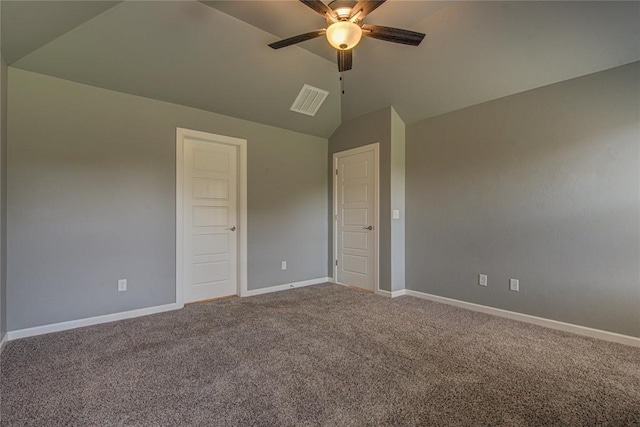 3800 Palmetto Trl, Oklahoma City, OK 73179 - carpeted spare room featuring ceiling fan and lofted ceiling
