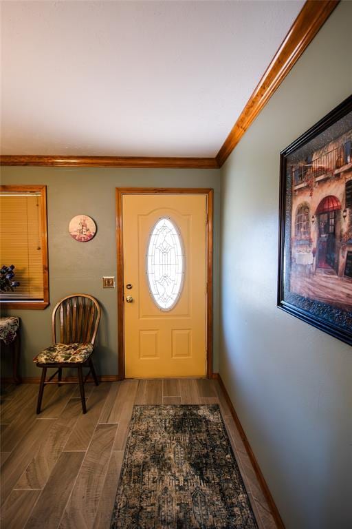 23281 N Pvt 3227 Dr, Pauls Valley, OK 73075 - entryway featuring ornamental molding and wood finished floors