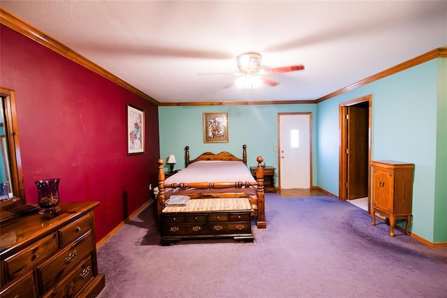23281 N Pvt 3227 Dr, Pauls Valley, OK 73075 - carpeted bedroom with crown molding and a ceiling fan