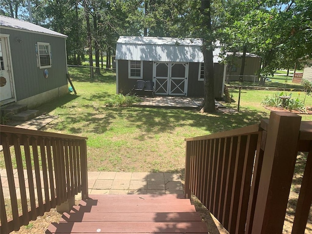 128 N Buffalo St, Canadian, OK 74425 - view of yard with a storage shed