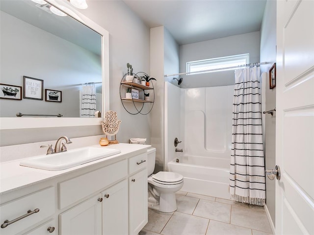1417 Atalon Dr, Moore, OK 73160 - bathroom with vanity, tile patterned flooring, and shower / tub combo