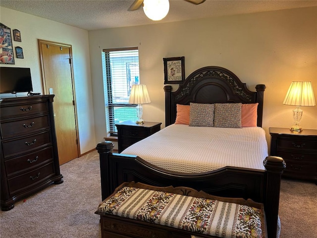 344393 E 930th Rd, Chandler, OK 74834 - carpeted bedroom with a ceiling fan and a textured ceiling