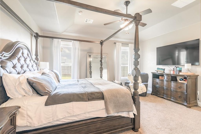 3101 Firewheel Rd, Edmond, OK 73013 - bedroom featuring carpet flooring, multiple windows, and ceiling fan