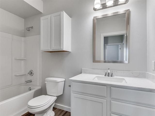 13172 Mannington Rd, Edmond, OK 73025 - bathroom with vanity, shower / bath combination, and wood finished floors