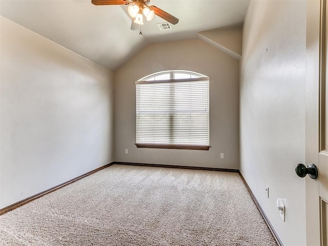 12824 NW 6th St, Yukon, OK 73099 - carpeted empty room with ceiling fan and vaulted ceiling