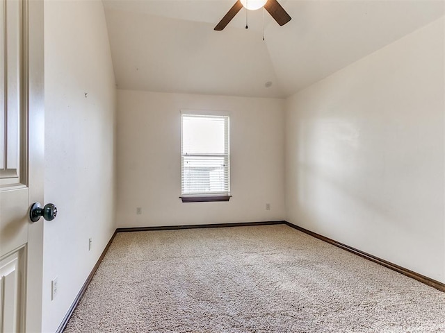 12824 NW 6th St, Yukon, OK 73099 - carpeted empty room featuring a ceiling fan and vaulted ceiling