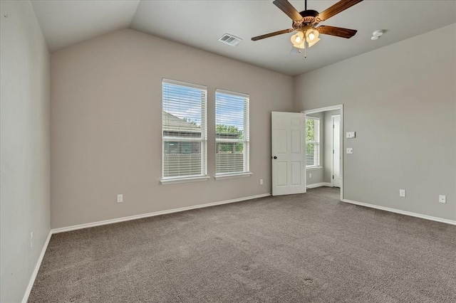 600 Nathan Way, Yukon, OK 73099 - spare room with ceiling fan, carpet floors, a smoke detector, and lofted ceiling