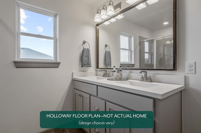 12825 NW 4th St, Yukon, OK 73099 - full bath featuring double vanity and a shower stall