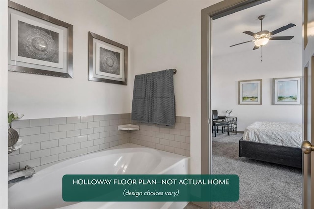 12825 NW 4th St, Yukon, OK 73099 - full bathroom with a garden tub, ceiling fan, and ensuite bathroom