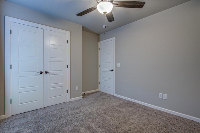 9120 NW 123rd St, Yukon, OK 73099 - unfurnished bedroom with carpet floors, a closet, and a ceiling fan