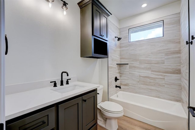 13337 SE 95th St, Oklahoma City, OK 73165 - full bathroom with shower / bath combination, vanity, and wood finished floors