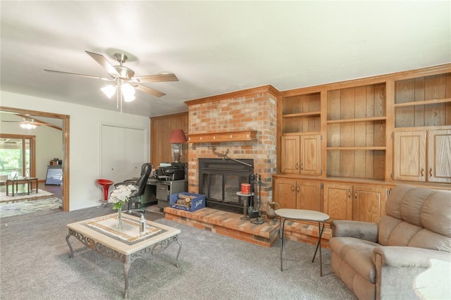 1404 Oak Dr, Edmond, OK 73034 - living room featuring carpet and ceiling fan