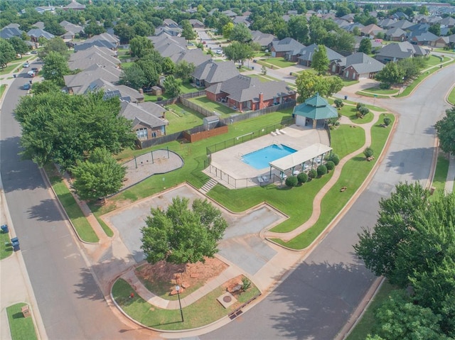 201 NW 160th Ter, Edmond, OK 73013 - aerial overview of property's location featuring a pool area and nearby suburban area