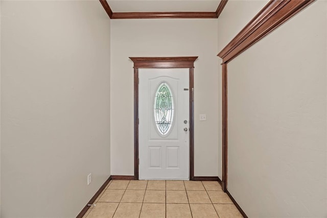 4705 Stag Horn Dr, Yukon, OK 73099 - foyer entrance featuring ornamental molding and light tile patterned flooring