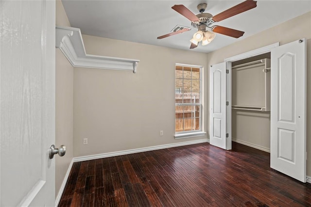4705 Stag Horn Dr, Yukon, OK 73099 - unfurnished bedroom featuring hardwood / wood-style flooring, a ceiling fan, and a closet