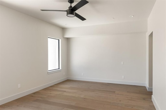 907 NW 9th St Unit B, Oklahoma City, OK 73106 - unfurnished room featuring a ceiling fan, light wood finished floors, and recessed lighting