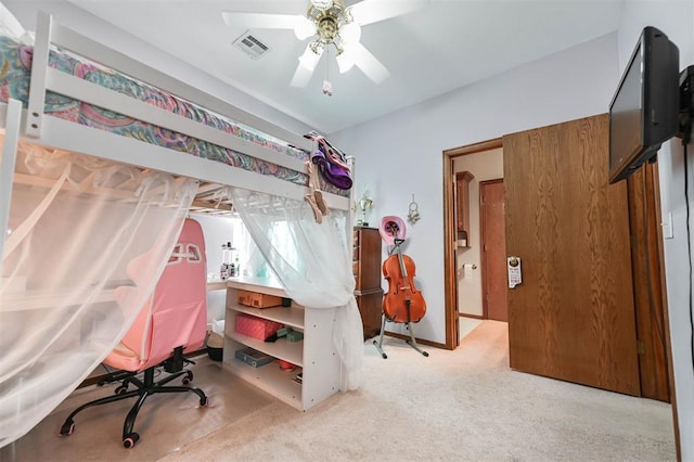 2704 Jills Trl, Edmond, OK 73012 - bedroom with carpet floors and a ceiling fan