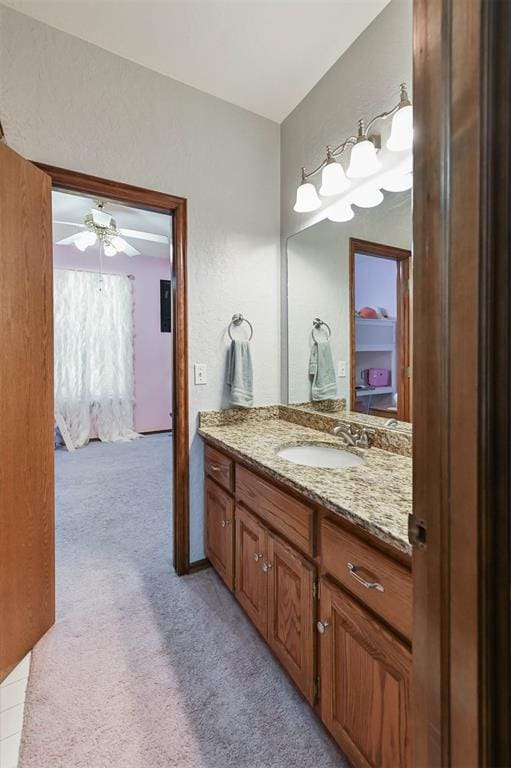 2704 Jills Trl, Edmond, OK 73012 - bathroom with vanity and ceiling fan