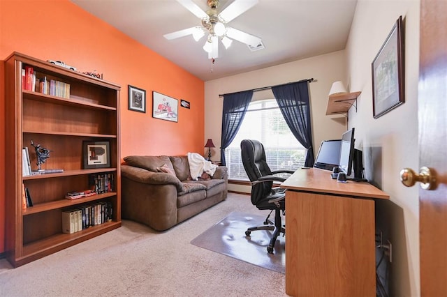 2704 Jills Trl, Edmond, OK 73012 - home office with carpet and a ceiling fan