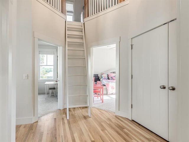 75 Lower Green Way, Carlton Landing, OK 74432 - foyer entrance with light wood finished floors and a towering ceiling