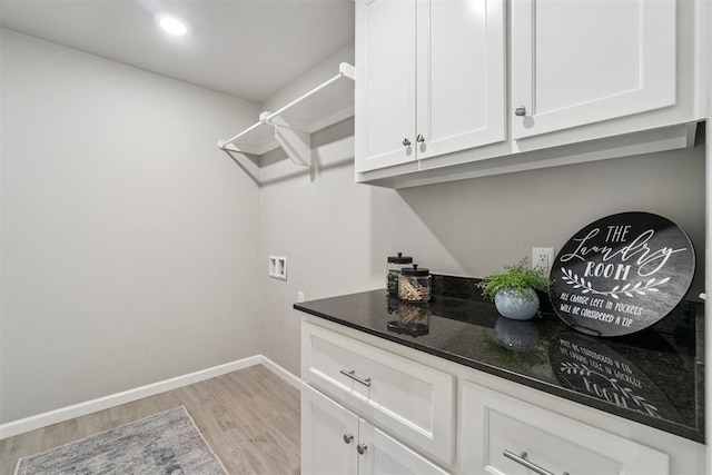 12904 SW 8th St, Yukon, OK 73099 - laundry room featuring washer hookup, light wood-style floors, cabinet space, and recessed lighting