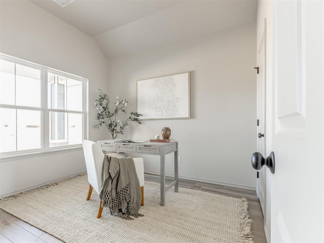11700 SW 15th Ter, Yukon, OK 73099 - home office with wood finished floors and vaulted ceiling