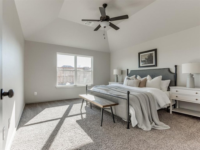 11700 SW 15th Ter, Yukon, OK 73099 - carpeted bedroom featuring lofted ceiling and a ceiling fan