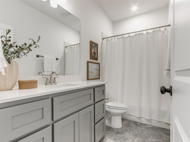 11728 SW 14th St, Yukon, OK 73099 - bathroom featuring vanity and shower / tub combo with curtain