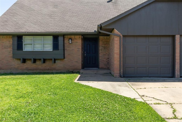 4800 SE 45th St, Oklahoma City, OK 73135 - view of front facade featuring a front lawn, brick siding, concrete driveway, and an attached garage
