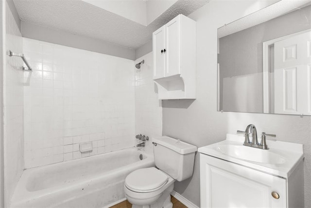4800 SE 45th St, Oklahoma City, OK 73135 - bathroom featuring vanity, shower / bathtub combination, and a textured ceiling