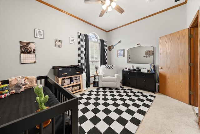 910796 S 3350th Rd, Wellston, OK 74881 - bedroom with crown molding and a ceiling fan