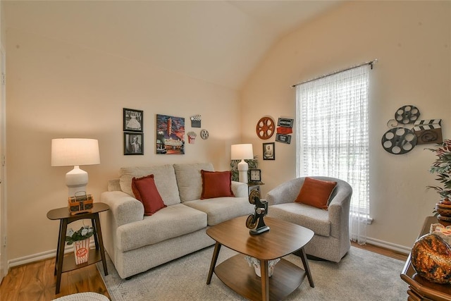 2221 NW 158th St, Edmond, OK 73013 - living room with vaulted ceiling and wood finished floors