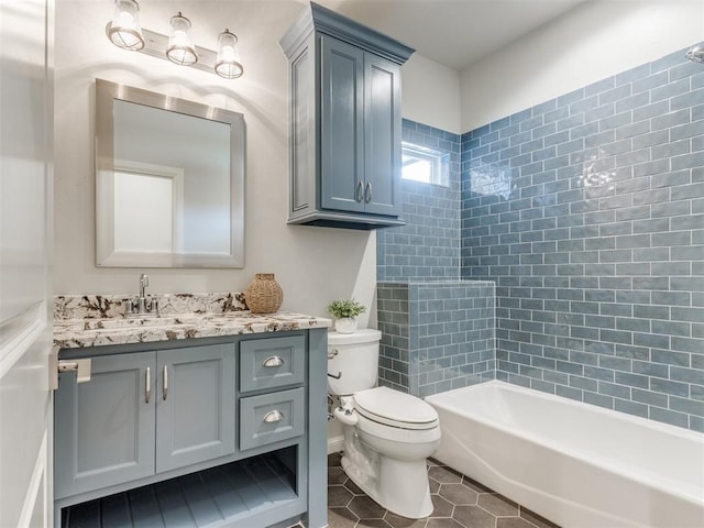 3508 Pavilion Pl, Edmond, OK 73034 - bathroom featuring vanity, tile patterned flooring, and shower / bathtub combination