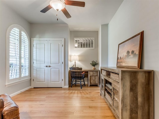 3508 Pavilion Pl, Edmond, OK 73034 - office space with light wood-style floors, plenty of natural light, and ceiling fan