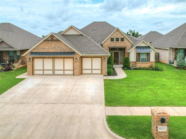 4821 Hidalgo Ave, Mustang, OK 73064 - craftsman-style house featuring an attached garage, brick siding, and a front yard