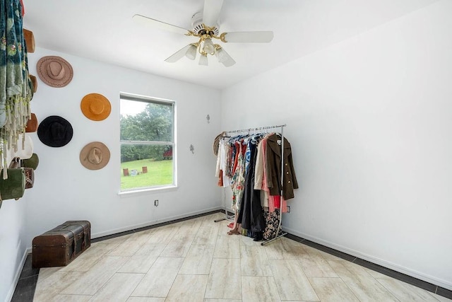 13848 Twin Ridge Dr, Edmond, OK 73034 - spare room featuring ceiling fan and wood finished floors