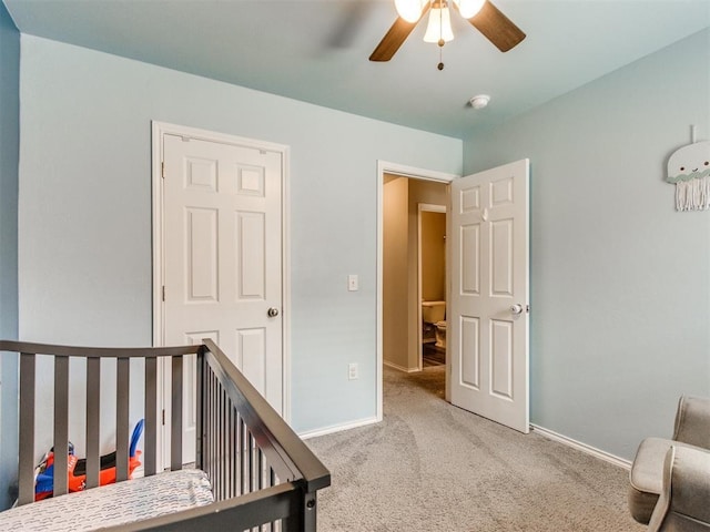 10408 NW 17th St, Oklahoma City, OK 73127 - carpeted bedroom featuring baseboards and ceiling fan
